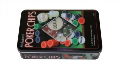 Набор для игры в покер в оловянной коробке (100 фишек)