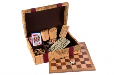 Набор игр в сундуке: 7 игр (шахматы, шашки, нарды, домино, кости, карты, крибидж)