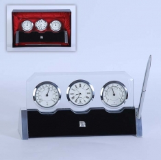Набор стеклянный часы+термометр+барометр + ручка "Pierre Cardin"