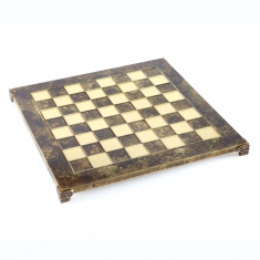 Шахматы "Manopoulos", "Спартанский воин", латунь, в деревянном футляре, коричневые, 28х28 см, 3,2 кг