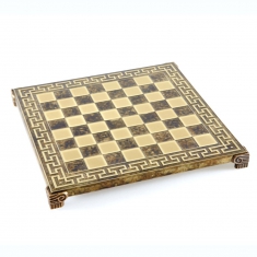 Шахматы "Manopoulos", "Спартанский воин", латунь, в деревянном футляре, коричневые, 28х28 см, 3,2 кг