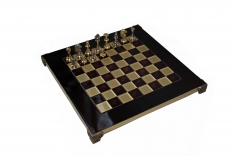 Шахматы "Manopoulos", фигуры классические, латунь, красные, в деревянном футляре, 28х28 см, 3,9 кг (