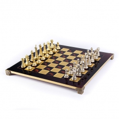 Шахматы "Manopoulos", фигуры классические, латунь, красные, в деревянном футляре, 44х44 см, 7,4 кг (