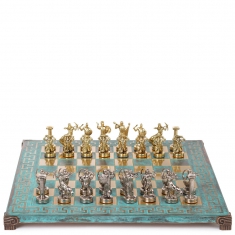 Шахматы Manopoulos "Битва титанов" в деревянном футляре бирюзовые 36 х 36 см 4.8 кг (S18MTIR)