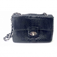 Женская сумочка Piton Bags из кожи питона, 20х14х8 см, Черная (DN32636B)