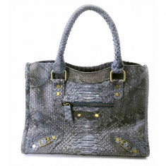 Женская сумочка Piton Bags из кожи питона, 30х21х10 см, Серая (DN32640A)