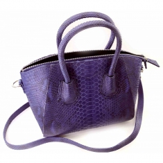 Женская сумочка Piton Bags из кожи питона, 37х37х17 см, Синяя (DN32671A)