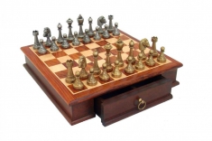 Шахматы Staunton Italfama c ящиком для хранения фигур, фигуры классические из металла, доска дерево,